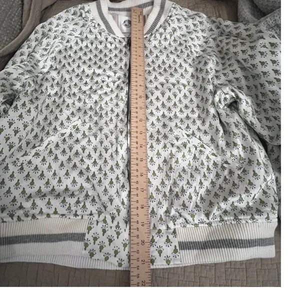 Anthropologie Tiny Editions‎ Amber floral satin embroidered bomber jacket Sz L